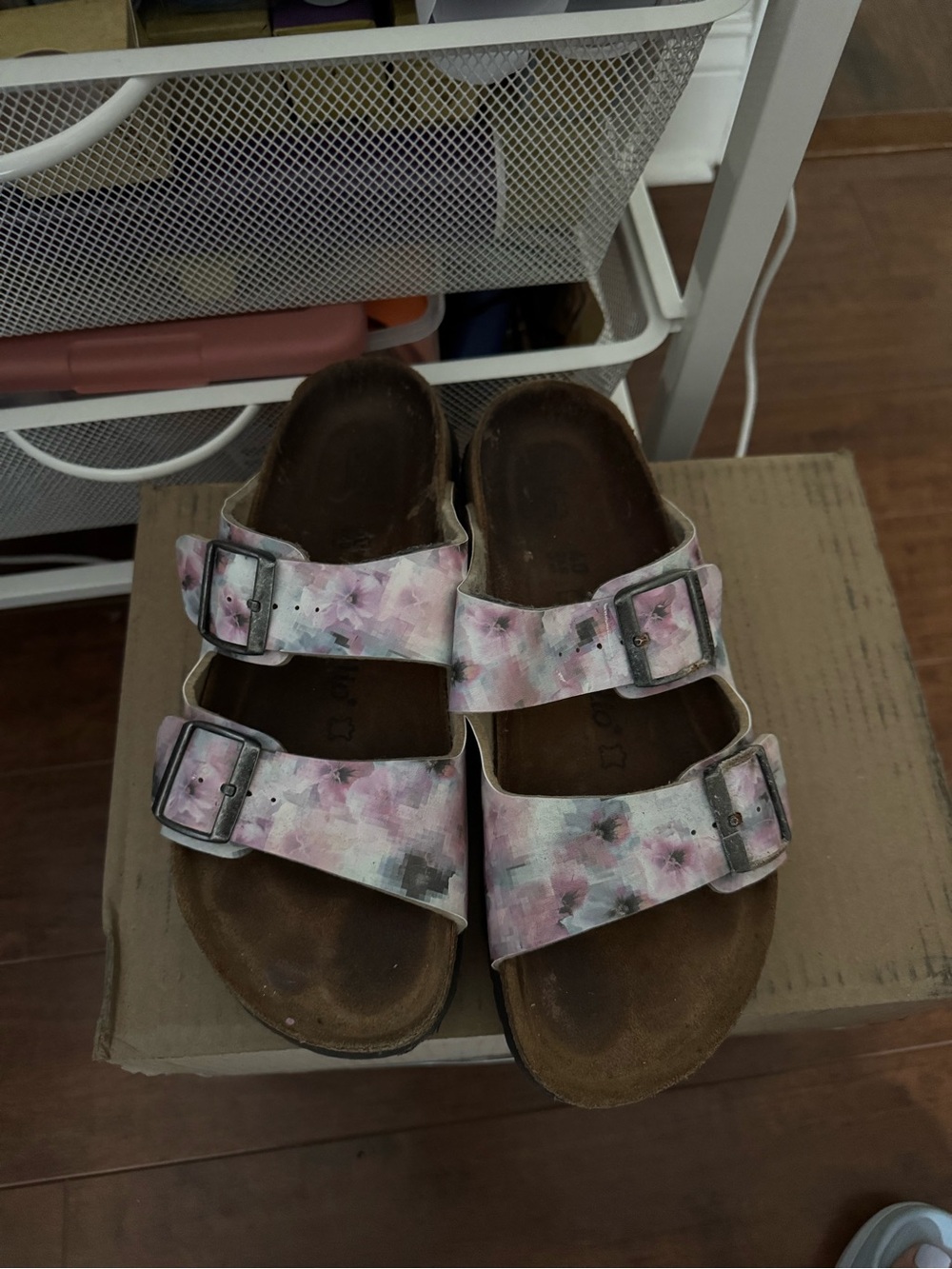 Birkenstock Arizona Pink/multi color Floral Double-Strap Sandals